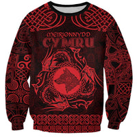 Personalized Merionethshire Meirionnydd Sweatshirt Red Wolf Celtic-inspired - Wonder Print Shop