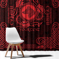 Personalized Merionethshire Meirionnydd Window Curtain Red Wolf Celtic-inspired - Wonder Print Shop