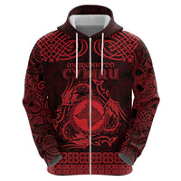 Personalized Merionethshire Meirionnydd Zip Hoodie Red Wolf Celtic-inspired - Wonder Print Shop