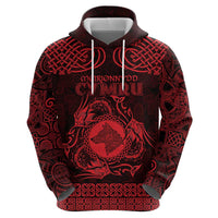 Personalized Merionethshire Meirionnydd Zip Hoodie Red Wolf Celtic-inspired - Wonder Print Shop