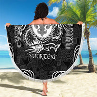 Personalized Monmouthshire Sir Fynwy Beach Blanket Black Fleur-de-lis Celtic-inspired - Wonder Print Shop