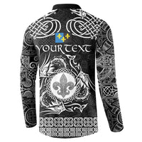 Personalized Monmouthshire Sir Fynwy Button Sweatshirt Black Fleur-de-lis Celtic-inspired - Wonder Print Shop