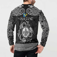 Personalized Monmouthshire Sir Fynwy Button Sweatshirt Black Fleur-de-lis Celtic-inspired - Wonder Print Shop