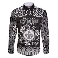 Personalized Monmouthshire Sir Fynwy Family Matching Puletasi and Hawaiian Shirt Black Fleur-de-lis Celtic-inspired - Wonder Print Shop