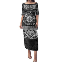 Personalized Monmouthshire Sir Fynwy Family Matching Puletasi and Hawaiian Shirt Black Fleur-de-lis Celtic-inspired - Wonder Print Shop