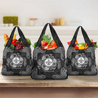 Personalized Monmouthshire Sir Fynwy Grocery Bag Black Fleur-de-lis Celtic-inspired - Wonder Print Shop
