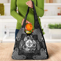 Personalized Monmouthshire Sir Fynwy Grocery Bag Black Fleur-de-lis Celtic-inspired - Wonder Print Shop