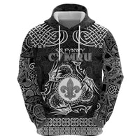 Personalized Monmouthshire Sir Fynwy Hoodie Black Fleur-de-lis Celtic-inspired - Wonder Print Shop