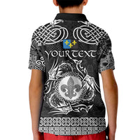 Personalized Monmouthshire Sir Fynwy Kid Polo Shirt Black Fleur-de-lis Celtic-inspired - Wonder Print Shop