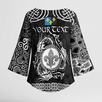 Personalized Monmouthshire Sir Fynwy Kimono Sleeve Blouse Black Fleur-de-lis Celtic-inspired - Wonder Print Shop