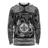 Personalized Monmouthshire Sir Fynwy Long Sleeve Shirt Black Fleur-de-lis Celtic-inspired - Wonder Print Shop