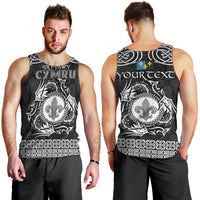 Personalized Monmouthshire Sir Fynwy Men Tank Top Black Fleur-de-lis Celtic-inspired - Wonder Print Shop