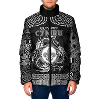 Personalized Monmouthshire Sir Fynwy Padded Jacket Black Fleur-de-lis Celtic-inspired - Wonder Print Shop