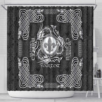Personalized Monmouthshire Sir Fynwy Shower Curtain Black Fleur-de-lis Celtic-inspired - Wonder Print Shop