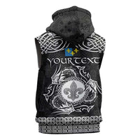 Personalized Monmouthshire Sir Fynwy Sleeveless Hoodie Black Fleur-de-lis Celtic-inspired - Wonder Print Shop