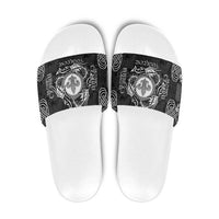 Personalized Monmouthshire Sir Fynwy Slide Sandals Black Fleur-de-lis Celtic-inspired - Wonder Print Shop