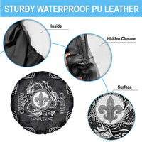 Personalized Monmouthshire Sir Fynwy Spare Tire Cover Black Fleur-de-lis Celtic-inspired - Wonder Print Shop