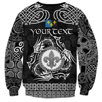 Personalized Monmouthshire Sir Fynwy Sweatshirt Black Fleur-de-lis Celtic-inspired - Wonder Print Shop