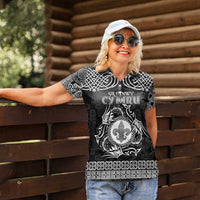 Personalized Monmouthshire Sir Fynwy Women Polo Shirt Black Fleur-de-lis Celtic-inspired - Wonder Print Shop