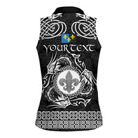 Personalized Monmouthshire Sir Fynwy Women Sleeveless Polo Shirt Black Fleur-de-lis Celtic-inspired - Wonder Print Shop