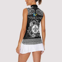 Personalized Monmouthshire Sir Fynwy Women Sleeveless Polo Shirt Black Fleur-de-lis Celtic-inspired - Wonder Print Shop