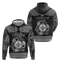 Personalized Monmouthshire Sir Fynwy Zip Hoodie Black Fleur-de-lis Celtic-inspired - Wonder Print Shop