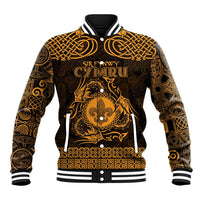Personalized Monmouthshire Sir Fynwy Baseball Jacket Gold Fleur-de-lis Celtic-inspired - Wonder Print Shop