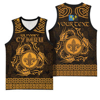 Personalized Monmouthshire Sir Fynwy Basketball Jersey Gold Fleur-de-lis Celtic-inspired - Wonder Print Shop