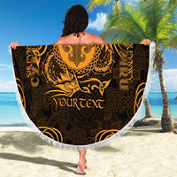 Personalized Monmouthshire Sir Fynwy Beach Blanket Gold Fleur-de-lis Celtic-inspired - Wonder Print Shop