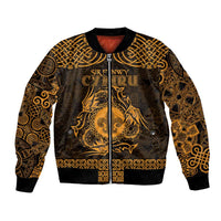 Personalized Monmouthshire Sir Fynwy Bomber Jacket Gold Fleur-de-lis Celtic-inspired - Wonder Print Shop