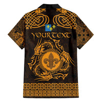 Personalized Monmouthshire Sir Fynwy Family Matching Puletasi and Hawaiian Shirt Gold Fleur-de-lis Celtic-inspired - Wonder Print Shop