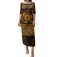 Personalized Monmouthshire Sir Fynwy Family Matching Puletasi and Hawaiian Shirt Gold Fleur-de-lis Celtic-inspired - Wonder Print Shop