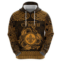 Personalized Monmouthshire Sir Fynwy Hoodie Gold Fleur-de-lis Celtic-inspired - Wonder Print Shop