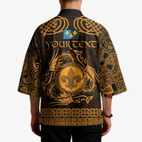 Personalized Monmouthshire Sir Fynwy Kimono Gold Fleur-de-lis Celtic-inspired - Wonder Print Shop