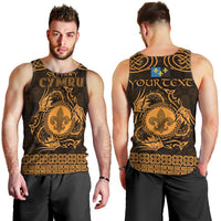 Personalized Monmouthshire Sir Fynwy Men Tank Top Gold Fleur-de-lis Celtic-inspired - Wonder Print Shop
