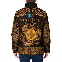 Personalized Monmouthshire Sir Fynwy Padded Jacket Gold Fleur-de-lis Celtic-inspired - Wonder Print Shop