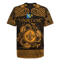 Personalized Monmouthshire Sir Fynwy Rugby Jersey Gold Fleur-de-lis Celtic-inspired - Wonder Print Shop