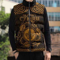 Personalized Monmouthshire Sir Fynwy Sleeveless Puffer Jacket Gold Fleur-de-lis Celtic-inspired - Wonder Print Shop