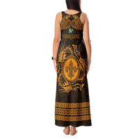 Personalized Monmouthshire Sir Fynwy Tank Maxi Dress Gold Fleur-de-lis Celtic-inspired - Wonder Print Shop