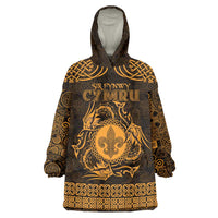 Personalized Monmouthshire Sir Fynwy Wearable Blanket Hoodie Gold Fleur-de-lis Celtic-inspired - Wonder Print Shop