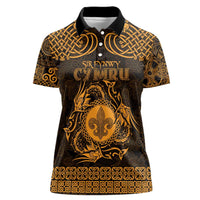 Personalized Monmouthshire Sir Fynwy Women Polo Shirt Gold Fleur-de-lis Celtic-inspired - Wonder Print Shop