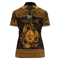 Personalized Monmouthshire Sir Fynwy Women Polo Shirt Gold Fleur-de-lis Celtic-inspired - Wonder Print Shop