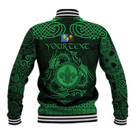 Personalized Monmouthshire Sir Fynwy Baseball Jacket Green Fleur-de-lis Celtic-inspired - Wonder Print Shop