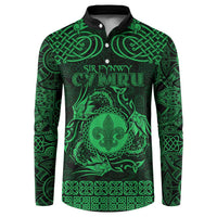 Personalized Monmouthshire Sir Fynwy Button Sweatshirt Green Fleur-de-lis Celtic-inspired - Wonder Print Shop