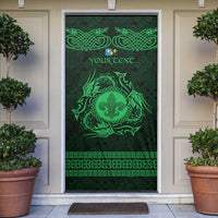 Personalized Monmouthshire Sir Fynwy Door Cover Green Fleur-de-lis Celtic-inspired - Wonder Print Shop