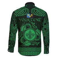 Personalized Monmouthshire Sir Fynwy Family Matching Puletasi and Hawaiian Shirt Green Fleur-de-lis Celtic-inspired - Wonder Print Shop