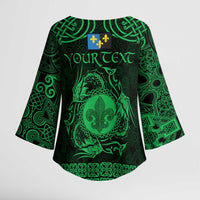 Personalized Monmouthshire Sir Fynwy Kimono Sleeve Blouse Green Fleur-de-lis Celtic-inspired - Wonder Print Shop
