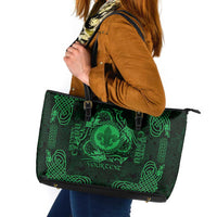 Personalized Monmouthshire Sir Fynwy Leather Tote Bag Green Fleur-de-lis Celtic-inspired - Wonder Print Shop
