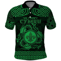 Personalized Monmouthshire Sir Fynwy Polo Shirt Green Fleur-de-lis Celtic-inspired - Wonder Print Shop