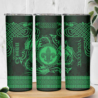 Personalized Monmouthshire Sir Fynwy Skinny Tumbler Green Fleur-de-lis Celtic-inspired - Wonder Print Shop